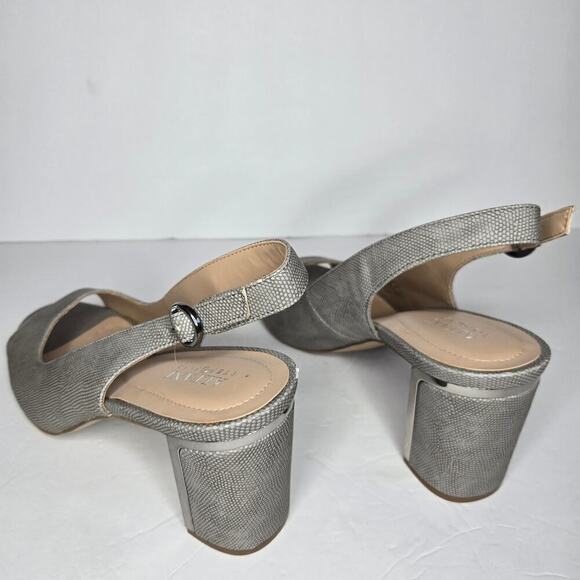 Alfani Florraa Vapor Liz Open Toe Slingback Metal Block Heel Size 10.5 - Picture 2 of 12